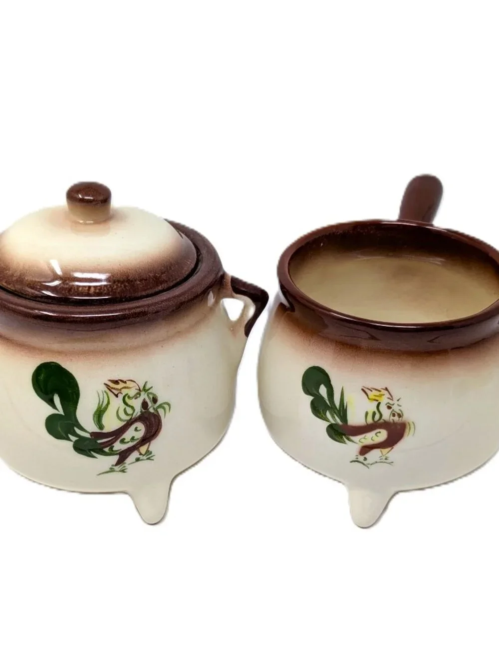 Brock of California CHANTICLEER Rooster Sugar & Creamer Set VTG 50s Farmhouse